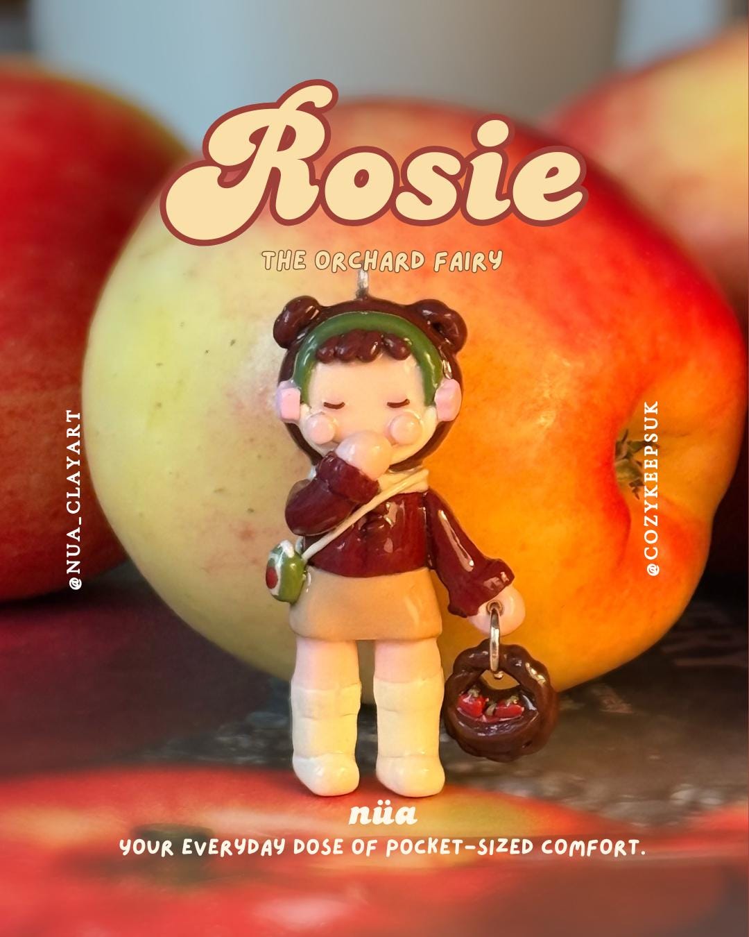 Rosie the Orchard Fairy Polymer Clay Keychain - nua shophouse
